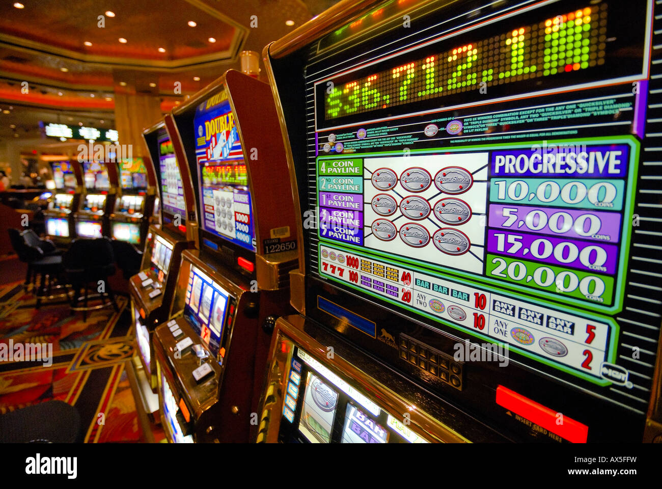 Slot machines in the casino of the MGM Grand Hotel, Strip, Las Vegas ...
